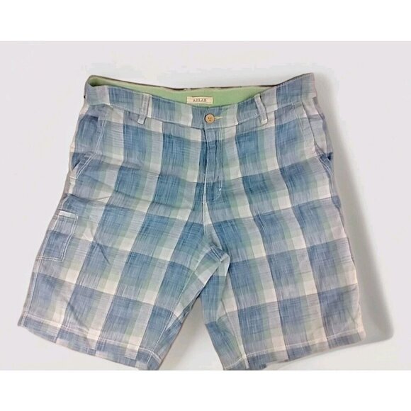Tommy Bahama Relax Shorts Mens 33x10 100% Linen Plaid Bermuda Beach - Picture 1 of 13
